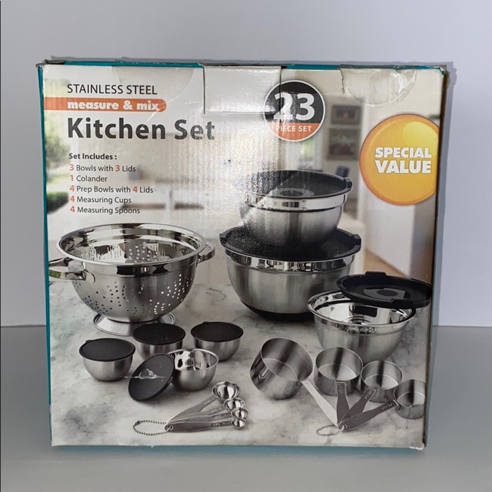 Stainless Steel Measure & Mix Kitchen 23-Piece Set